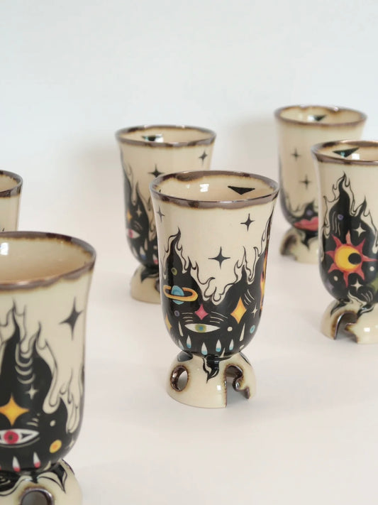 "Solar Inferno" Hand-Painted Ceramic Mug--180ml / 6.1 fl oz