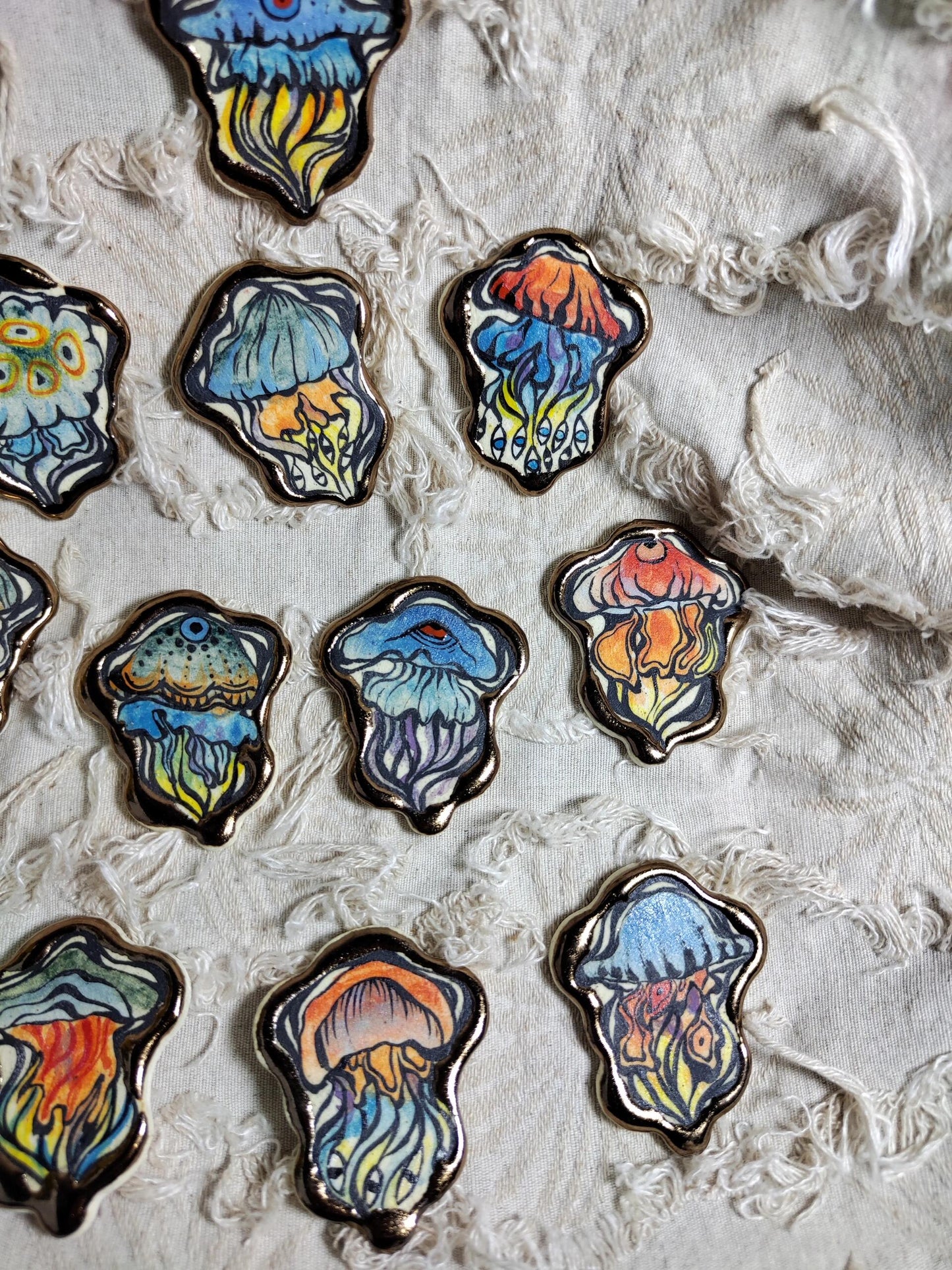 "Mystic Jellyfish" Hand-Painted Ceramic Necklace – Underglaze Art Craft