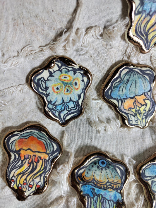 "Mystic Jellyfish" Hand-Painted Ceramic Necklace – Underglaze Art Craft