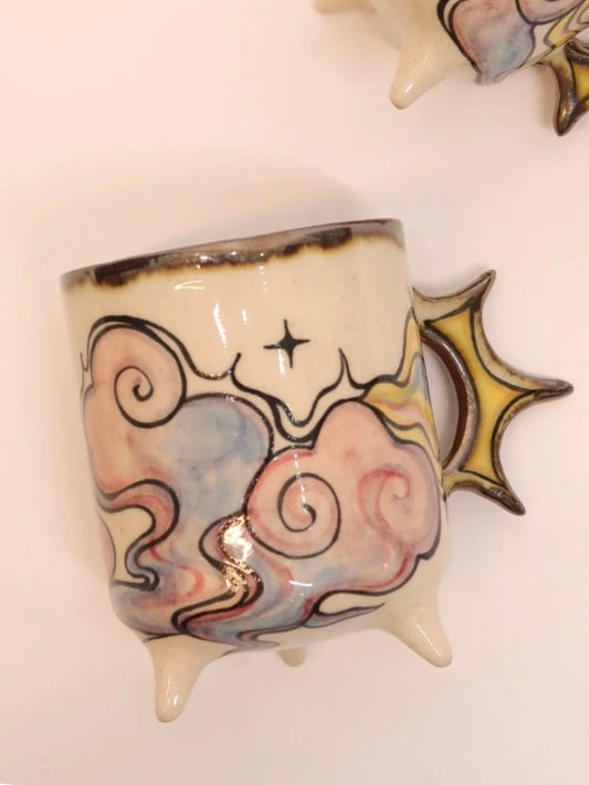 "Dance of Celestial Clouds" Hand-Painted Ceramic Mug--180ml / 6.1 fl oz