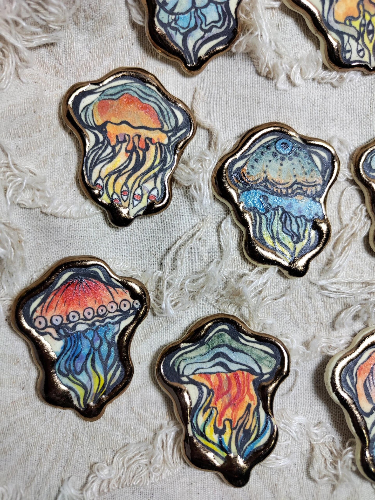 "Mystic Jellyfish" Hand-Painted Ceramic Necklace – Underglaze Art Craft