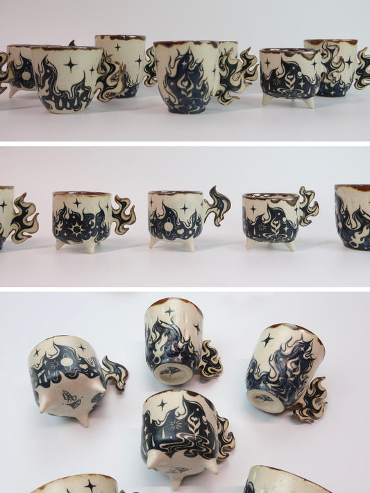 "Inferno’s Embrace" Hand-Painted Ceramic Mug--180ml / 6.1 fl oz