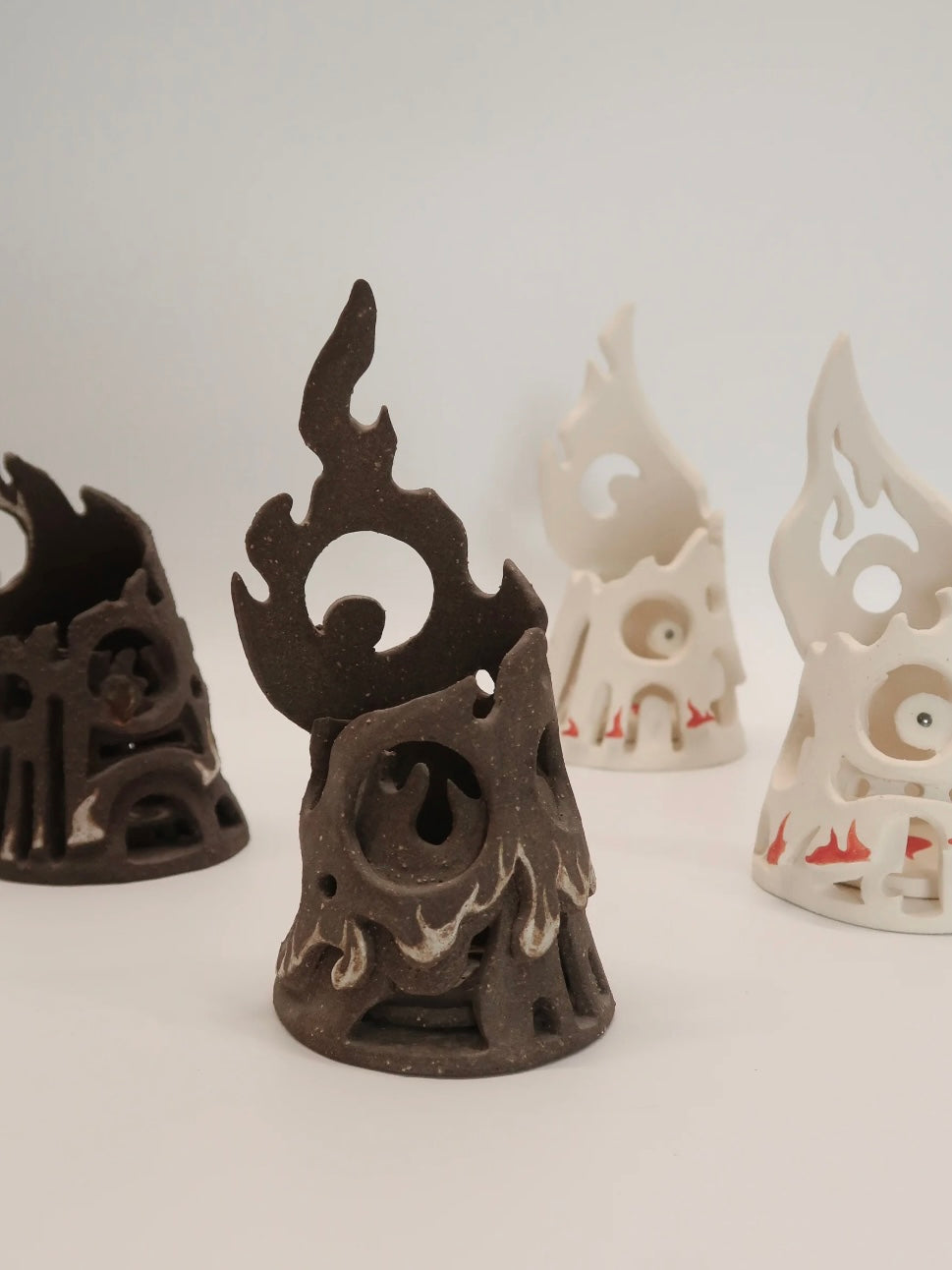 "Eternal Flame" Hand-Painted Ceramic Candle Holder – Underglaze Art Lantern