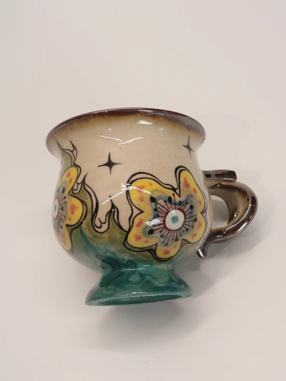 "Celestial Blossom"Hand-Painted Ceramic Mug--300ml / 10.1 fl oz