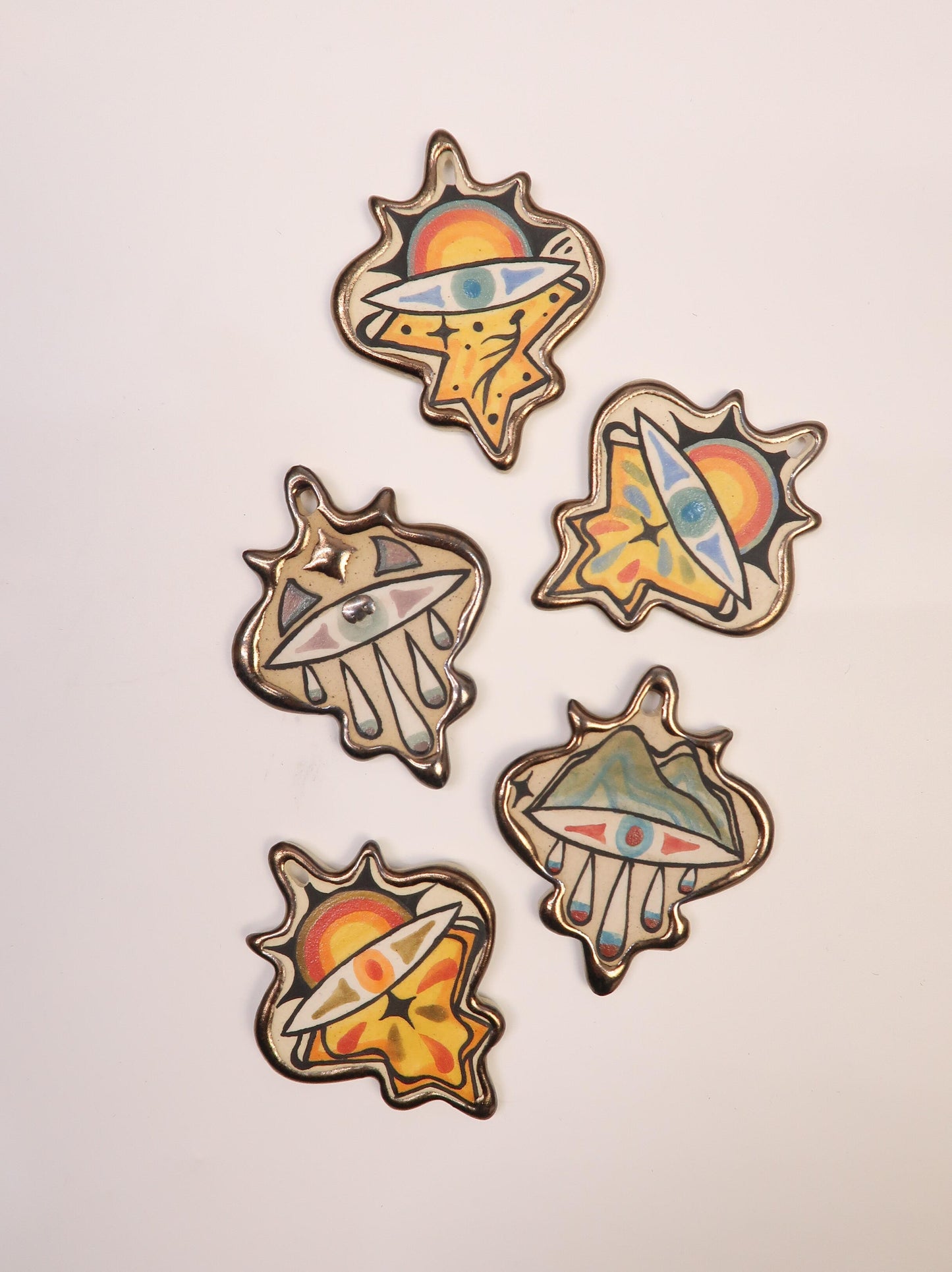 "Celestial Flow" Hand-Painted Ceramic Necklace โ Underglaze Art Craft