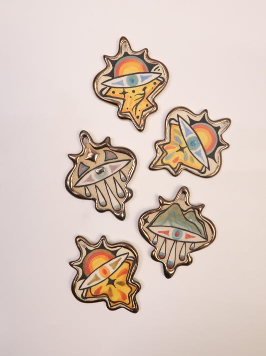 "Celestial Flow" Hand-Painted Ceramic Necklace – Underglaze Art Craft