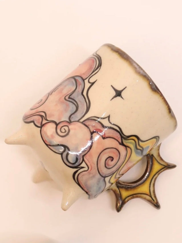 "Dance of Celestial Clouds" Hand-Painted Ceramic Mug--180ml / 6.1 fl oz
