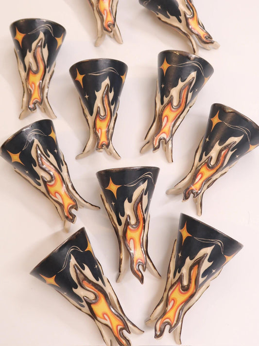 "Flame" Hand-Painted Ceramic Mug--150ml / 5.1 fl oz