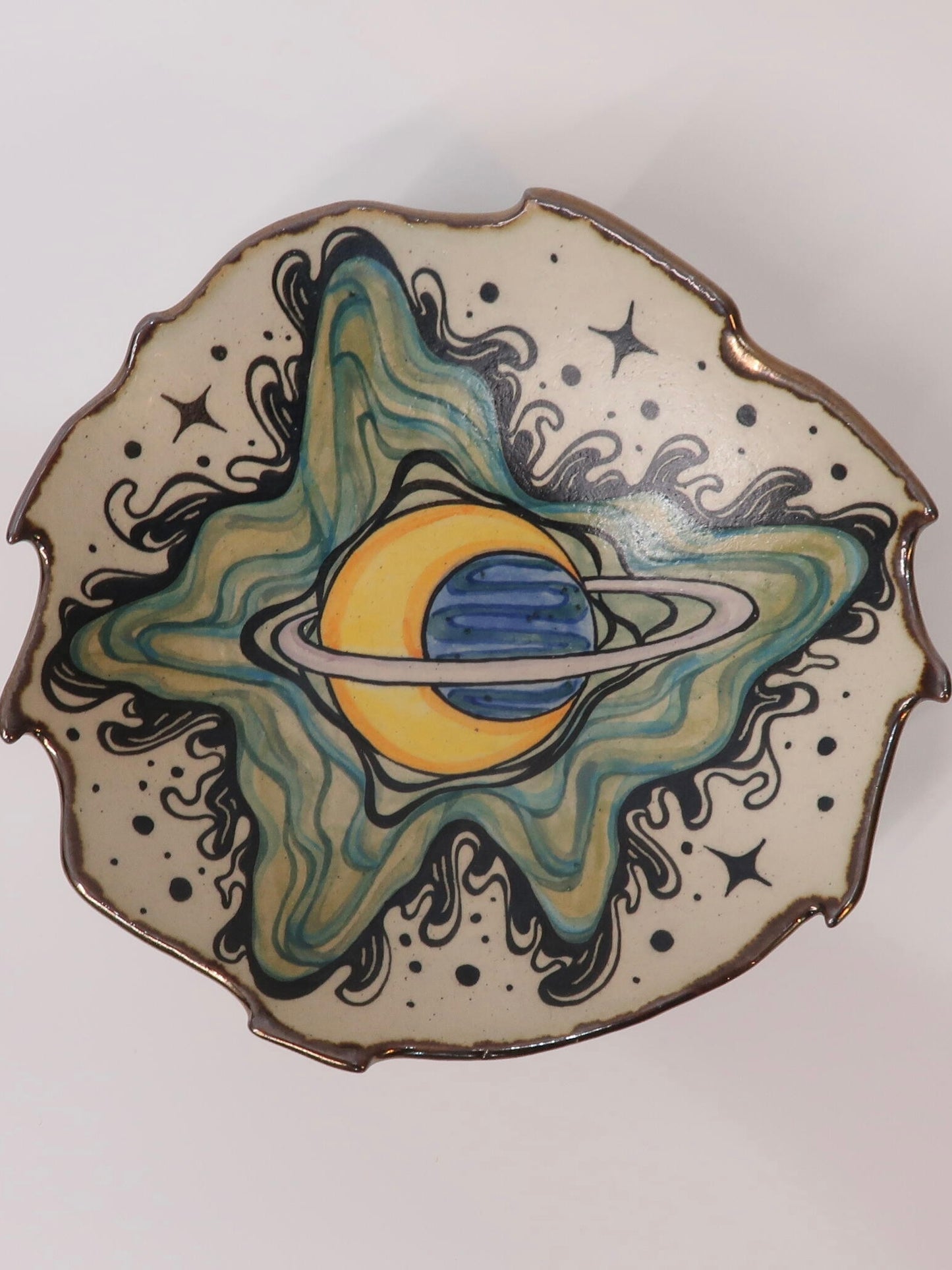 "Celestial Harmony" Hand-Painted Ceramic Cup & Saucer Set – Underglaze Art Pottery