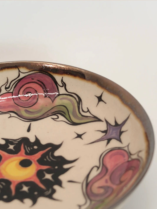 "Cloud & Sun" Hand-Painted Ceramic Plate – 6.5'' Underglaze Art Plate