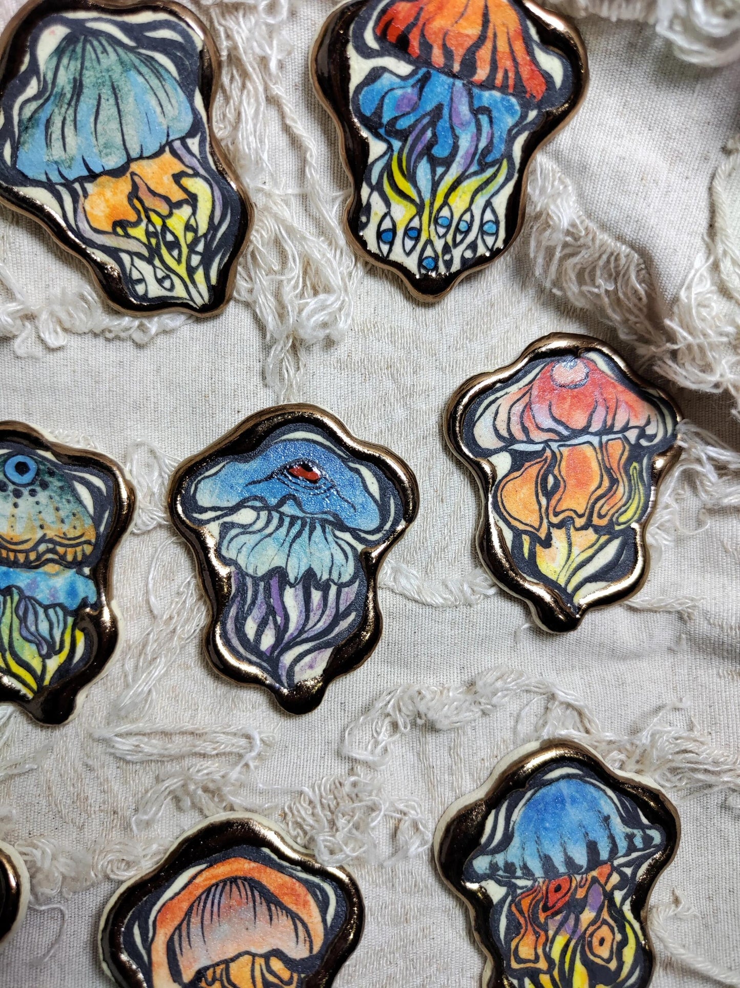 "Mystic Jellyfish" Hand-Painted Ceramic Necklace – Underglaze Art Craft