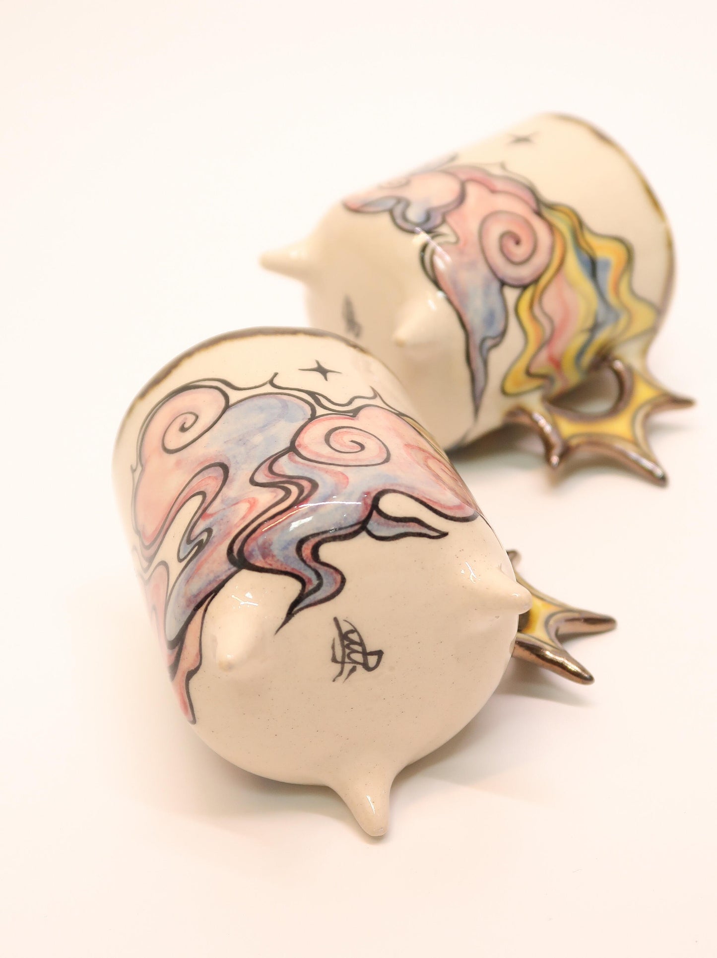 "Dance of Celestial Clouds" Hand-Painted Ceramic Mug
