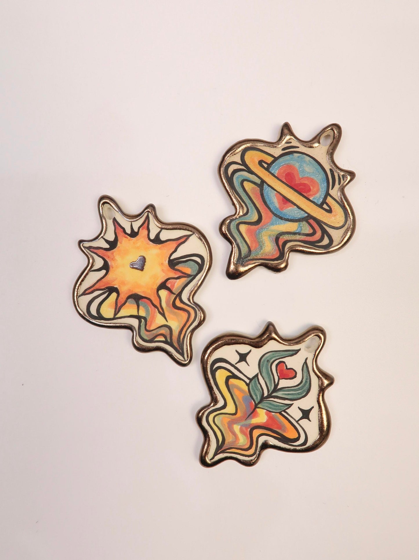 "Celestial Flow" Hand-Painted Ceramic Necklace โ Underglaze Art Craft