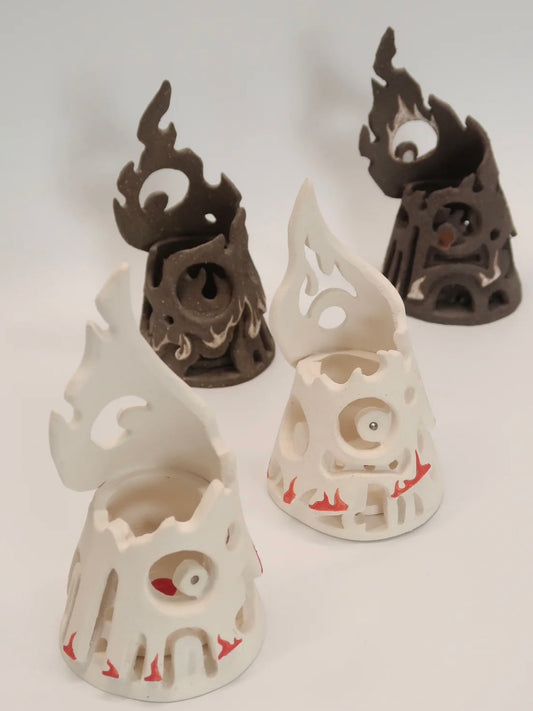 "Eternal Flame" Hand-Painted Ceramic Candle Holder – Underglaze Art Lantern