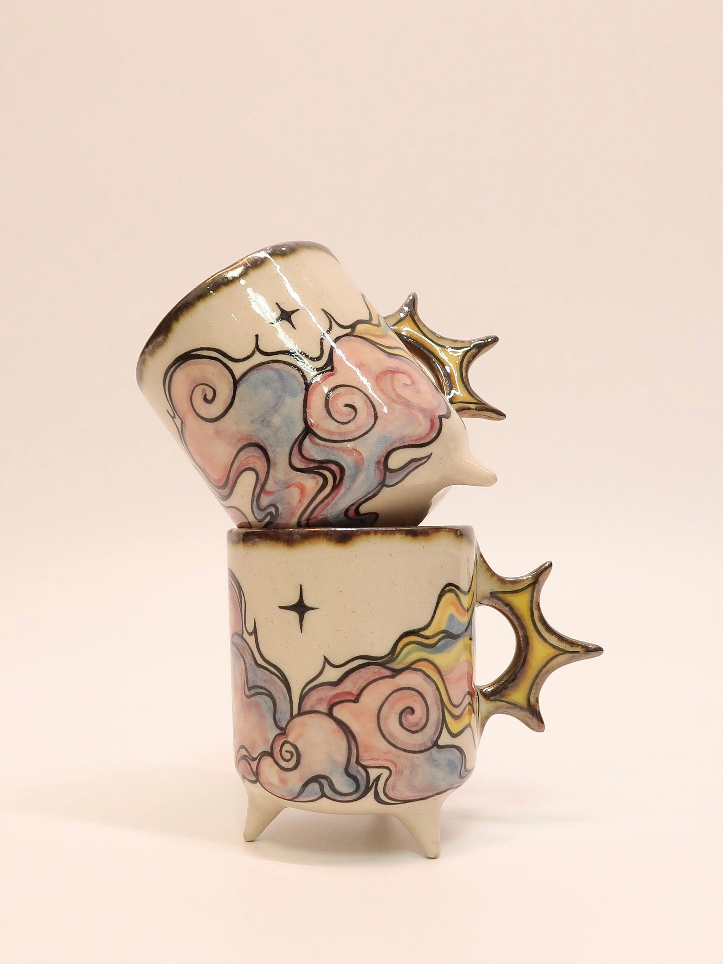 "Dance of Celestial Clouds" Hand-Painted Ceramic Mug