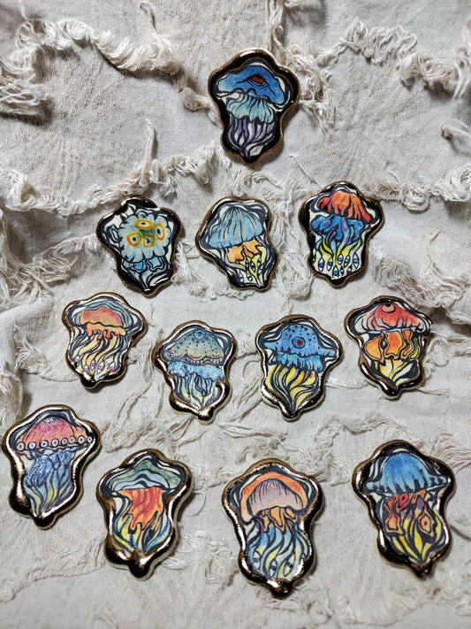 "Mystic Jellyfish" Hand-Painted Ceramic Necklace – Underglaze Art Craft