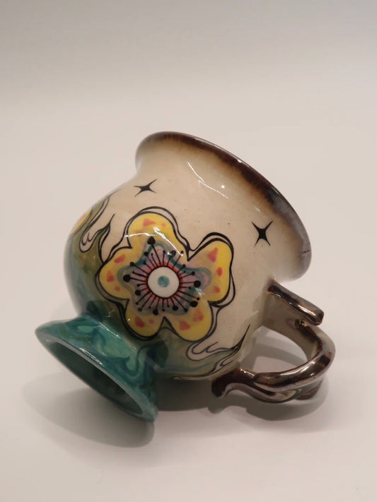 "Celestial Blossom"Hand-Painted Ceramic Mug