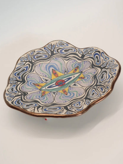 "Deep Sea Planet" Hand-Painted Ceramic Plate – 9.5'' Underglaze Art Plate