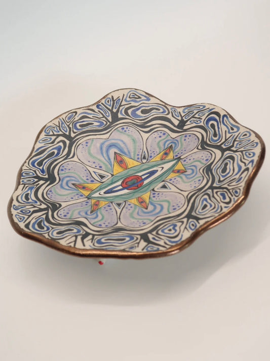 "Deep Sea Planet" Hand-Painted Ceramic Plate – 9.5'' Underglaze Art Plate