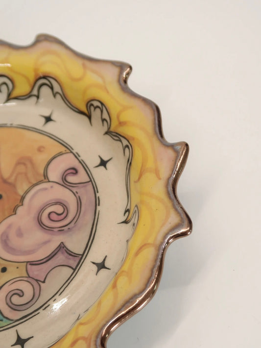 "Mountain & Sea Dreams" Hand-Painted Ceramic Plate – 8.5’’ Underglaze Art Plate