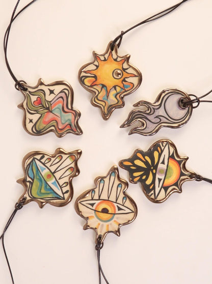 "Celestial Flow" Hand-Painted Ceramic Necklace – Underglaze Art Craft